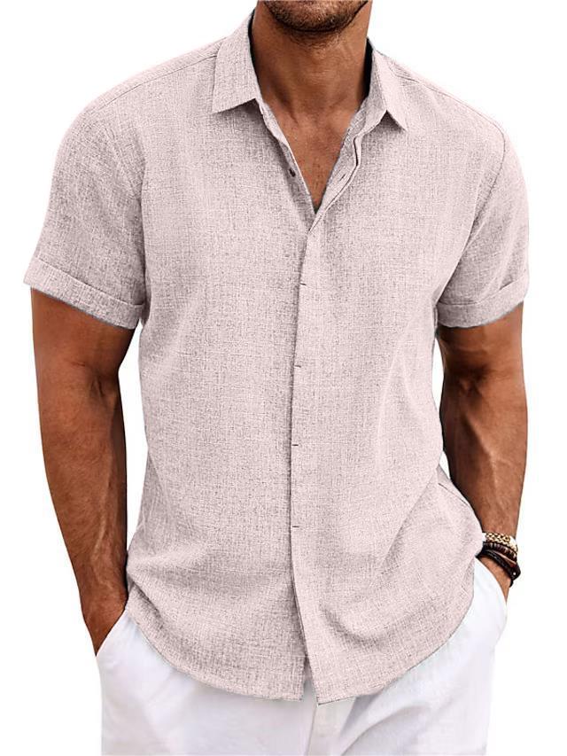 Mokaloha-Men's Cotton Linen Casual Short Sleeve Quality Beach Hawaiian Daily Shirt