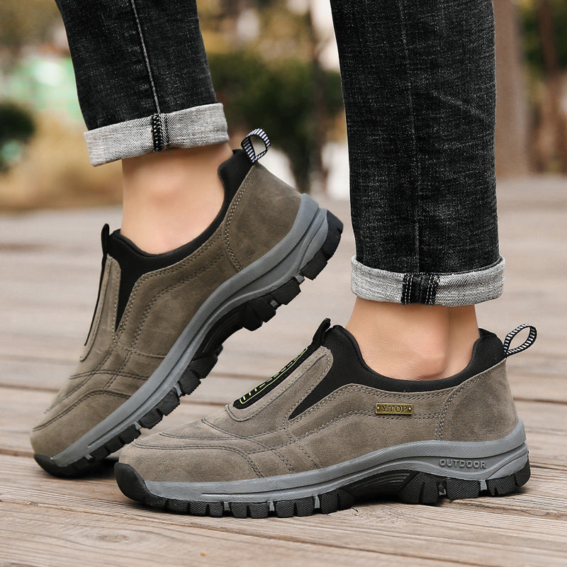 Men's Orthopedic Slip-On Winter Walking Shoes - Fleece-Lined, Waterproof & Anti-Slip Rubber Sole