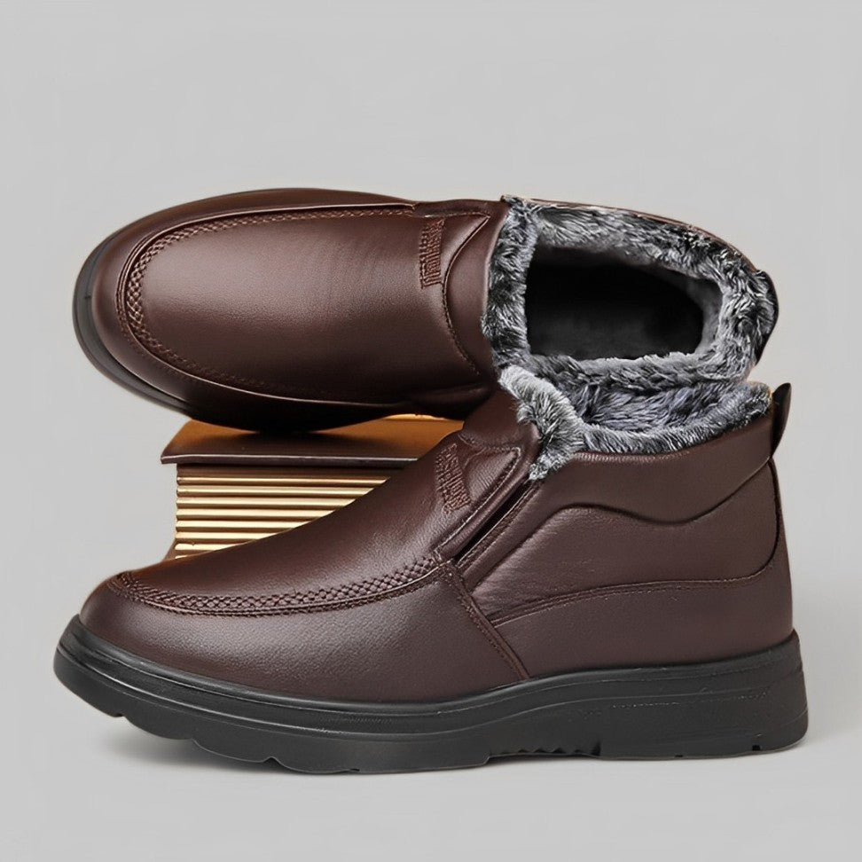 Men Orthopedic Ankle Boots Waterproof Plush Warm Leather Winter