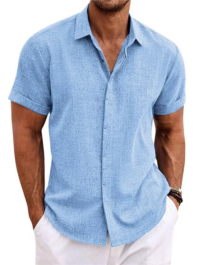 Mokaloha-Men's Cotton Linen Casual Short Sleeve Quality Beach Hawaiian Daily Shirt