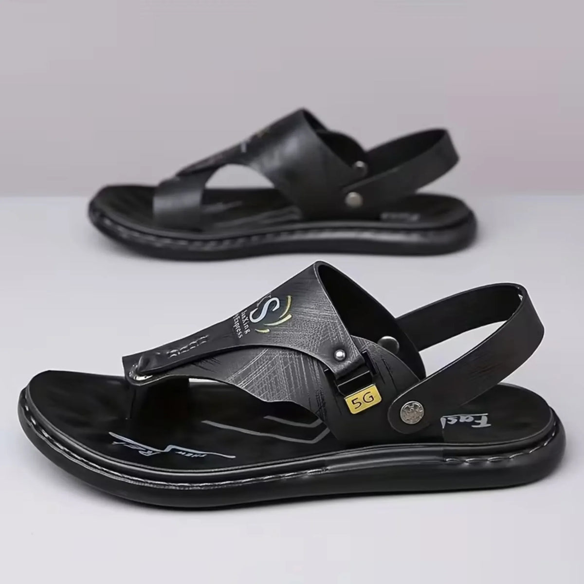 Men’s Orthopedic Leather Flip Flops – Non-Slip Comfort Sandals with Adjustable Back Strap