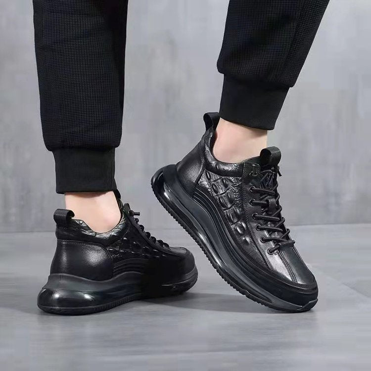 Men’s Casual Cowhide Leather Air Cushion Shoes – Comfortable Everyday Walking Sneakers