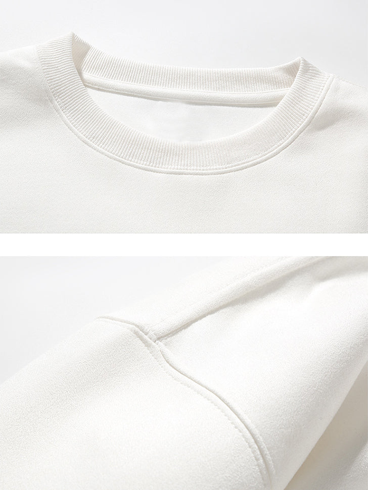 Men's Solid Color Comfort Suede Long Sleeve Crew Neck T-Shirt