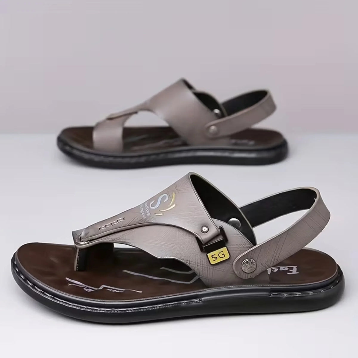 Men’s Orthopedic Leather Flip Flops – Non-Slip Comfort Sandals with Adjustable Back Strap