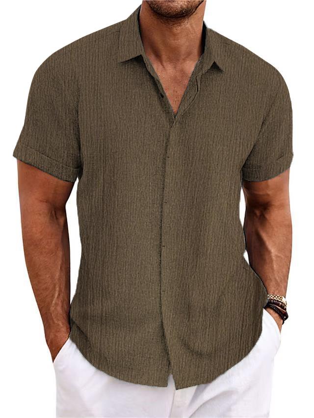 Mokaloha-Men's Cotton Linen Casual Short Sleeve Quality Beach Hawaiian Daily Shirt