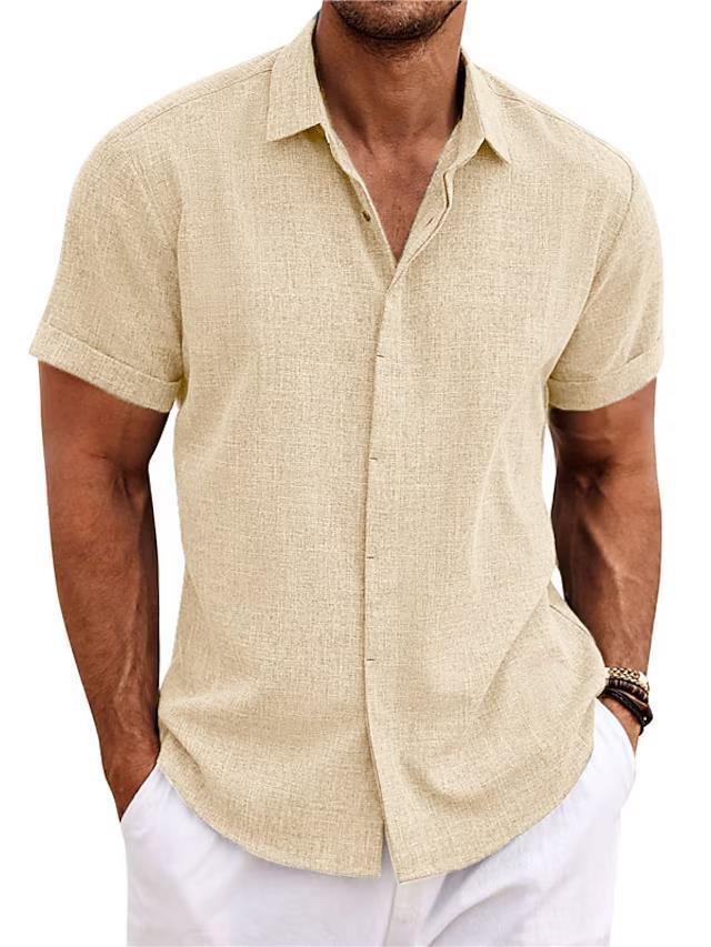 Mokaloha-Men's Cotton Linen Casual Short Sleeve Quality Beach Hawaiian Daily Shirt