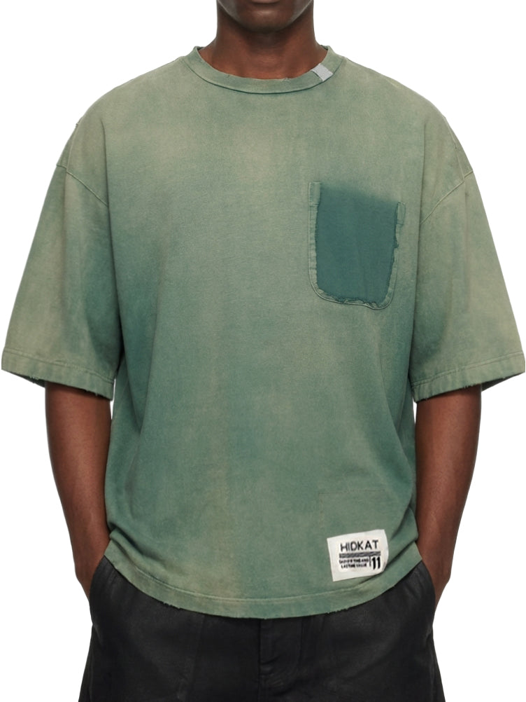 Men's Vintage Washed And Distressed Cotton Short Sleeved T-shirt